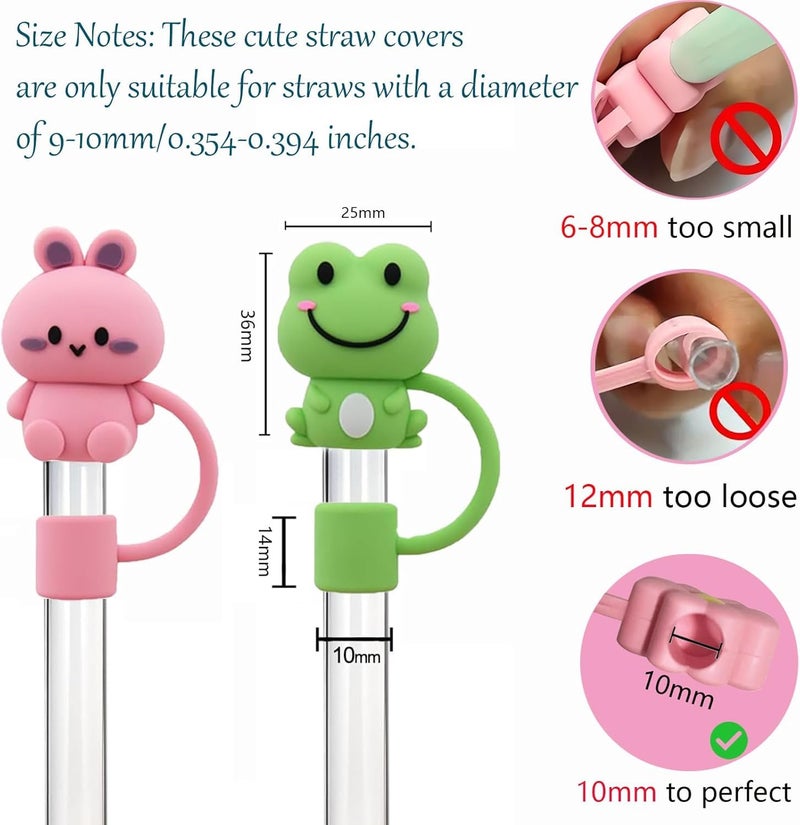 Mayklen Silicone Straw Cover Cap - 4 PCS, Dust-Proof Straw Cap for Sipper, Cute Straw Cover Compatible with Stanley Tumblers Tip Cover for 10mm Straws Reusable, 4 Pcs Random - Image 3