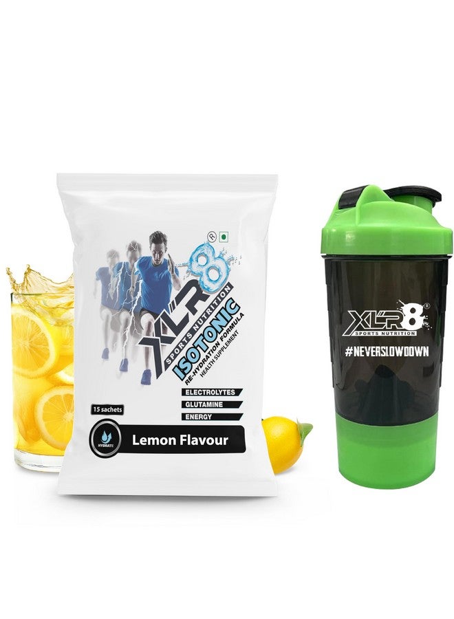 XLR8 Electrolytes Powder | Energy Drink Hydration Powder - Lemon, 300g & Shaker | Isotonic Gym Workout & Endurance Supplement - Image 1