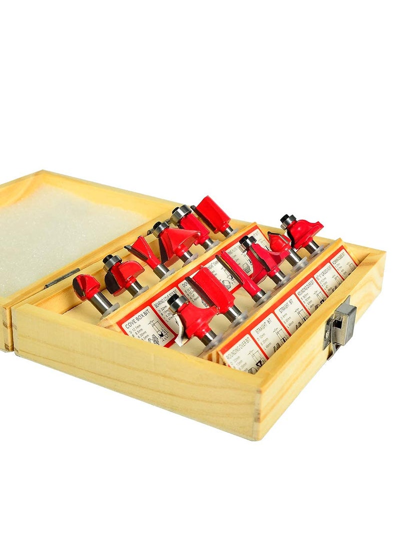 KROST KROST 12 PCS MULTI SHAPES ROUTERTRIMMER BIT SET COMBO WITH WOODEN BOX 8MM SHANK SPECIALLY DESIGNED FOR WOODWORKING  - Image 3