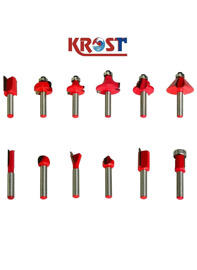 KROST KROST 12 PCS MULTI SHAPES ROUTERTRIMMER BIT SET COMBO WITH WOODEN BOX 8MM SHANK SPECIALLY DESIGNED FOR WOODWORKING  - Image 4