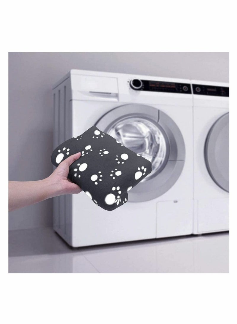 Excefore Paw Print Pet Blanket, Soft Fleece Dog Cat Cushion, Puppy Kitten Sleep Pad, Washable Warm Soft Fluffy Fleece Blankets, 60x70cm, Black  - Image 5