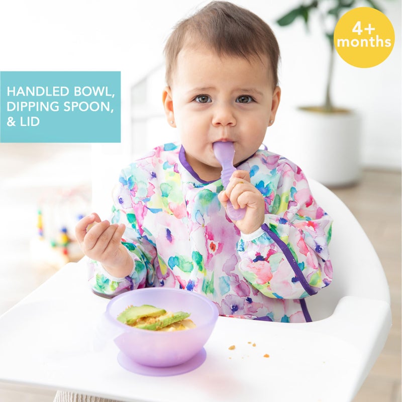 Bumkins Feeding Set with Suction, Includes Spoon and Lid, Training Essentials for Baby-Led Weaning, Toddler Self-Feeding, Babies Eating at 4 Mos Up, Purple Jelly - Image 2