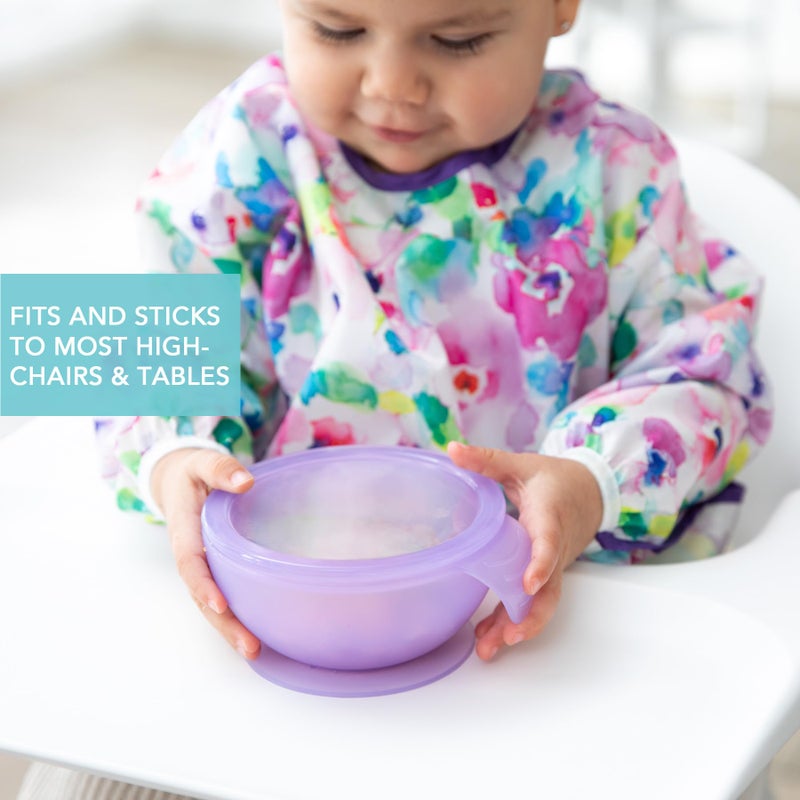 Bumkins Feeding Set with Suction, Includes Spoon and Lid, Training Essentials for Baby-Led Weaning, Toddler Self-Feeding, Babies Eating at 4 Mos Up, Purple Jelly - Image 3