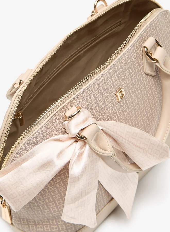 Flora Bella By Shoexpress Women Solid Bowler Bag with Detachable Strap and Zip Closure