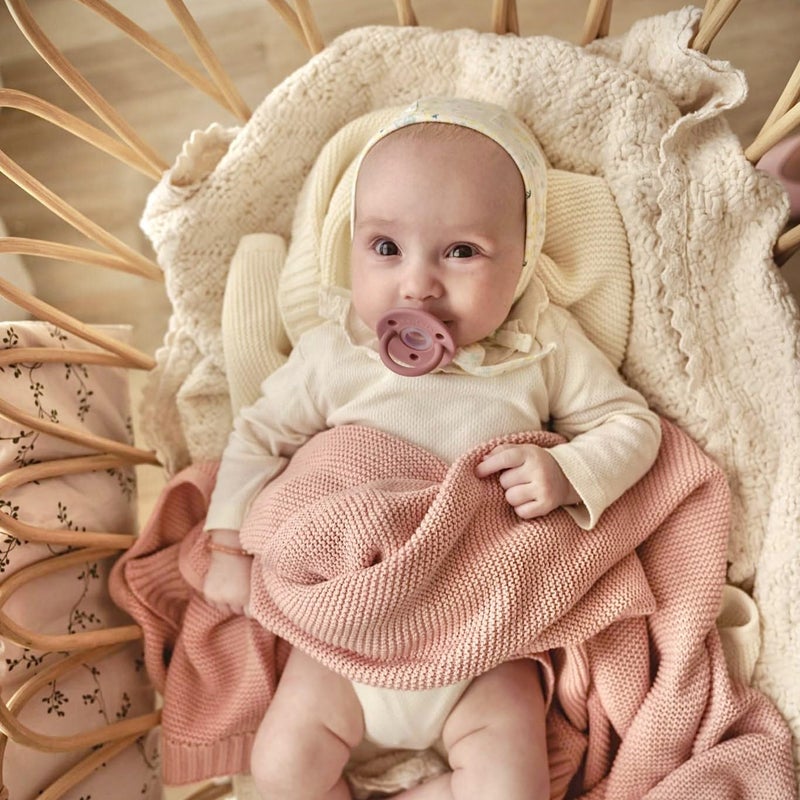 Bleu La La Heritage Knit Organic Cotton Receiving Swaddle Blanket for Girls - 100% Luxury Organic Cotton Knit Warm Cozy Quilt Swaddle Blanket for Newborns Infants Babies & Toddlers (0-2Yrs - Sugar Plum) - Image 2