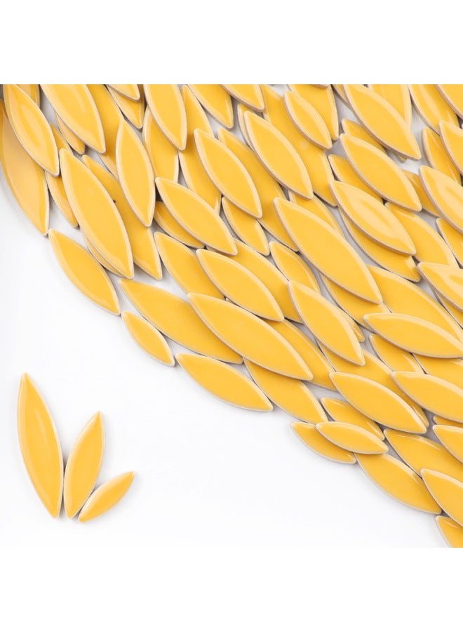 200g DIY Willow Leaf Petal Ceramic Mosaic Handmade Material Color Irregular Shaped Ceramic Chip Patch-Color:Ginger  - Image 1