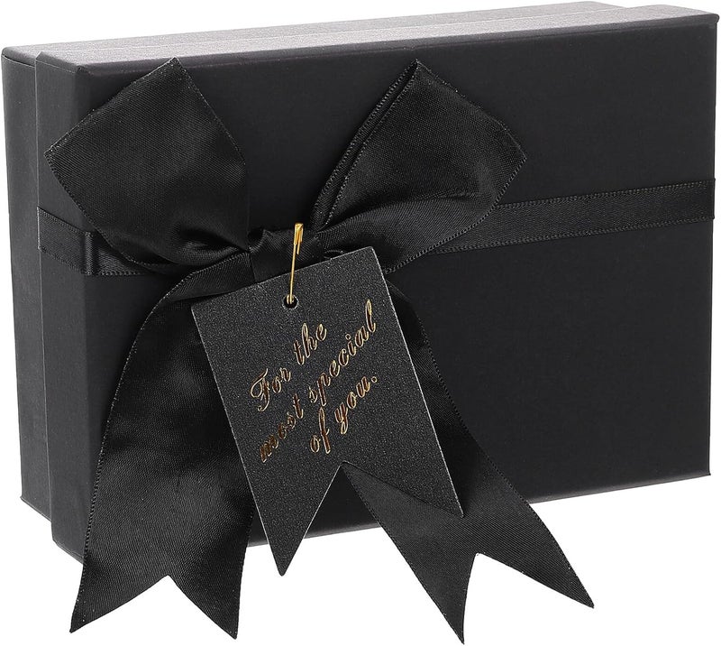 DONFAMDS Black Box with V-shaped Bow, 17x12x6cm Candy and Chocolate Favor Packaging Box for Birthday and Valentine’s Day, Paper Candy Container for Party and Wedding Supplies - Image 1