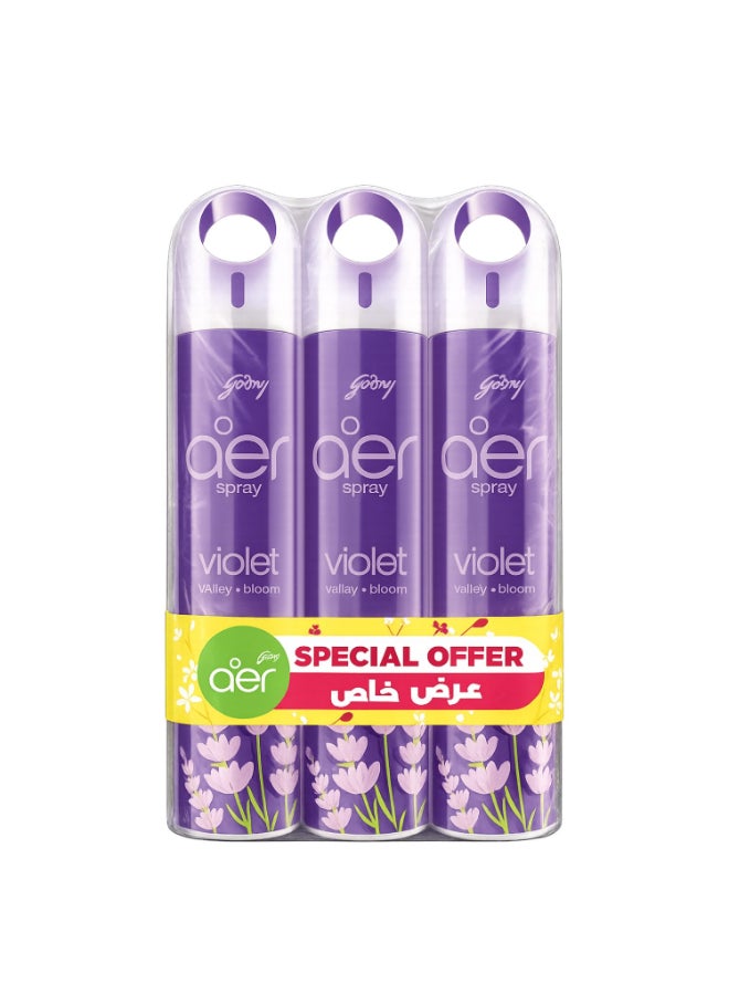 Aer Spray|Room Freshener For Home & Office|Violet Valley Bloom, Pack of 3