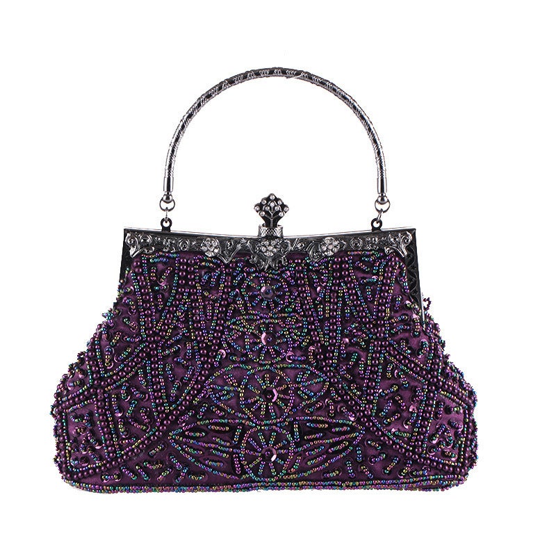 Vintage Heavy Craft Beaded Embroidery Bag Evening Wear Portable Evening Bag Classic Cheongsam Matching Bride Bag Bride Bag 1203 - Image 1