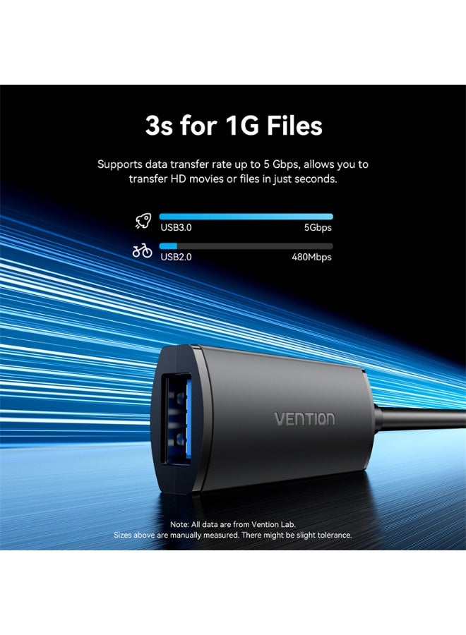 VENTION USB 3.0 Type-A Male to Type-A Female Active Extension Cable 5M Black Model# CBMBJ - Image 5