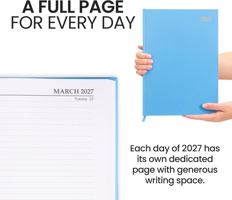 evelay 2025 A4 A5 Day to Page Diary Full Year Planner Desk Hardback Academic Organiser for Home Office School (A4 Page a Day, Sky) - Image 5