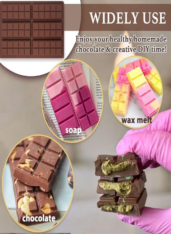 قوالب قوالب شوكولاتة الشوكولاتة، طقم صنع قوالب سيليكون من السيليكون، قالب شمع ذائب قابل للتفكيك سهل الإزالة قالب شمعة الصويا مستطيل الشكل متين غير لاصق لصابون البروتين والطاقة للهدايا المنزلية المصنوعة يدويًا - Image 5