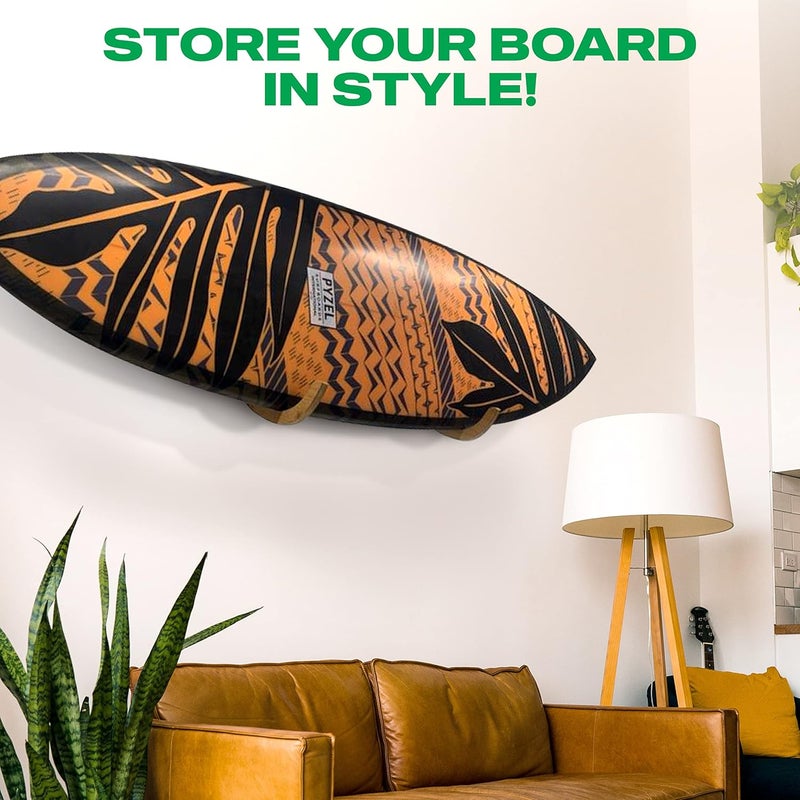 COR Surf Store حامل لوح التزلج على الجدران للوح التزلج الطويل والقصير | عرض خشبي جميل للتثبيت على الجدران يعمل في الداخل والخارج - Image 2