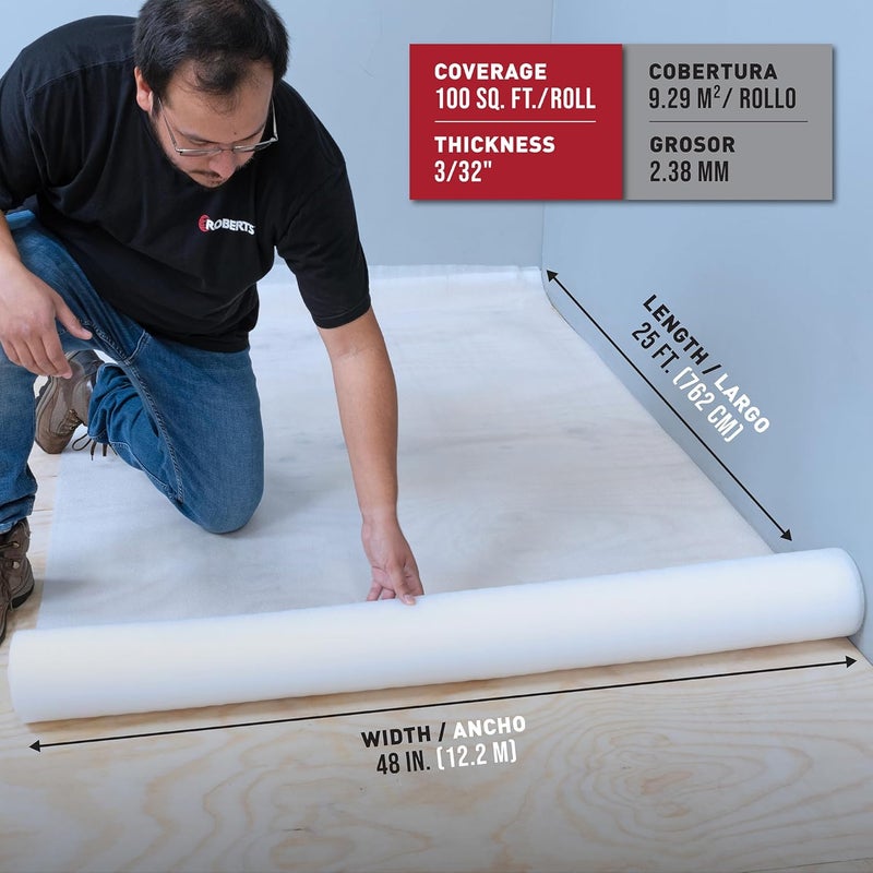 Roberts Serenity Foam Underlayment - 100 sq. ft. Roll - 48" x 25' - Image 2