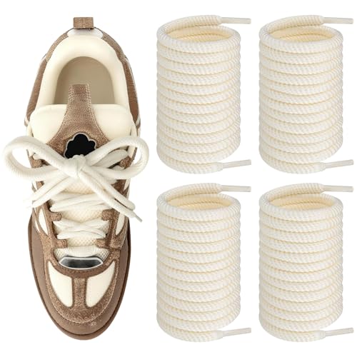 Endoto 65MM Round Shoelaces for Louis Vuitton Skate Sneakers 4PCS Thick Replacement Shoe Laces Strings for LVColorBeigeSize45Inch - Image 1