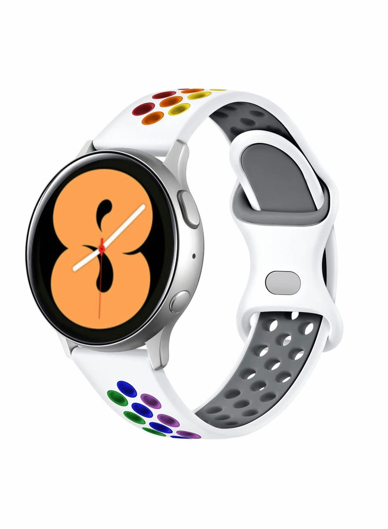 Compatible for Samsung Galaxy Watch Active 2 Bands/Galaxy Watch 4 Band & Galaxy Watch 5 Band 40mm 44mm/ Galaxy Watch 5 Pro Bands 45mm, Soft Silicone 20mm Sport Strap for Men Women, White Large - Image 1