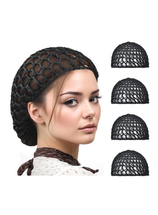 YTBYT 4 Pieces Black Hair Nets Cap Mesh Crochet Hair Net Sleeping Hairnet Rayon Knit Snood Mesh Wig Caps for Women's Keep Curls Hair Sleeping - Image 1