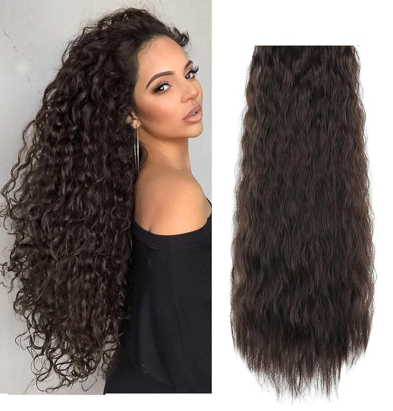 Artifice 5 clip 36 Super Long Kinky Curly Hair Extension Natural Dark Brown