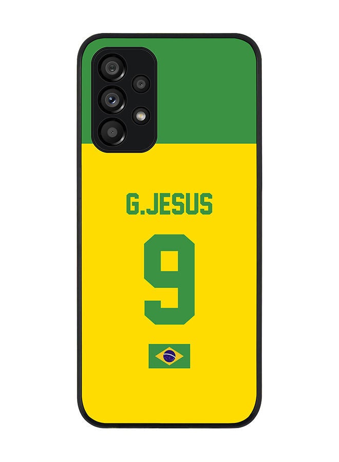 Stylizedd Rugged Black edge case for Samsung Galaxy A23 (LTE/4G) Slim fit Soft Case Flexible Rubber Edges Anti Drop TPU Gel Thin Cover - Football Team - Brazil Player Name - G.Jesus - Image 1