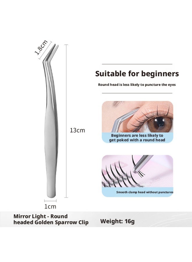 طقم ملاقط تمديد الرموش عالي الدقة ملاقط ستانلس ستيل لتطبيق الرموش ملقط الدولفين ملقط العزل ملقط رأس الطائر الذهبي مجموعة أدوات تطويل وتركيب الرموش - Image 4