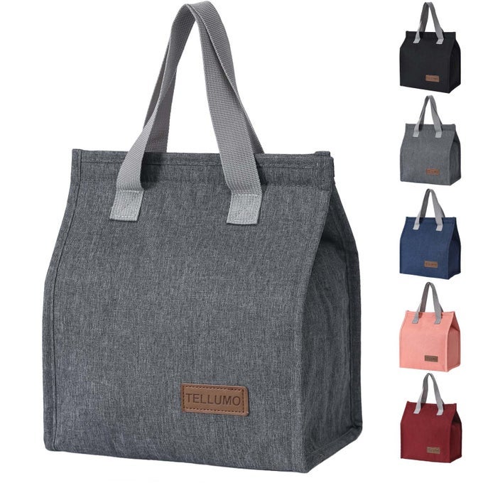 LUNCH BAG INSULATED LUNCH BAG FOR WOMEN MEN LARGE LUNCH BOX CONTAINER REUSABLE LEAKPROOF TOTE FOR OFFICE WORK SCHOOL BEACH OR TRAVEL GREY
