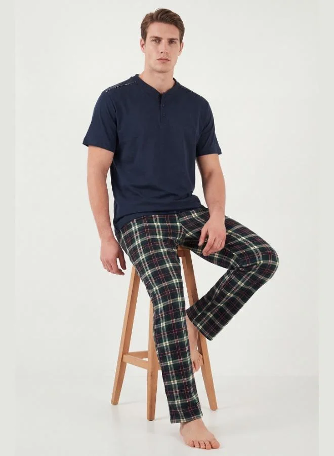 Buratti  Buratti Cotton Regular Fit Plaid Short-Sleeve Pajama Set for Men PAJAMA SET 6096860 for Men | Best Price UAE