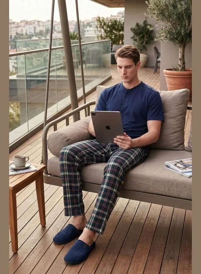 Buratti Cotton Regular Fit Plaid Short-Sleeve Pajama Set for Men PAJAMA SET 6096860