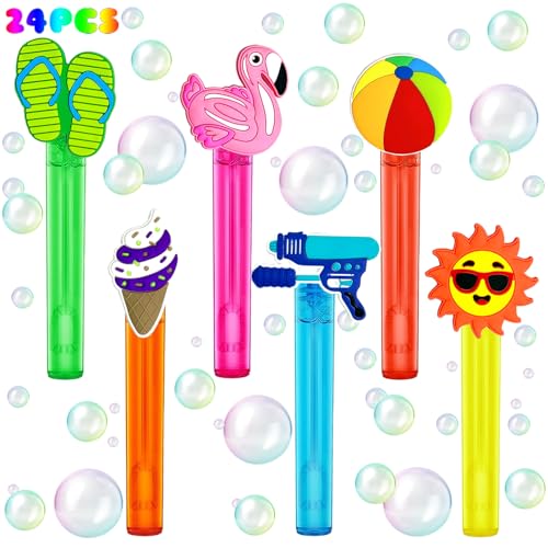 uoyoi Pool Party Favors24Pcs Summer Bubble Wands for KidsBeach Bubble Wand for Pool Birthday Party SuppliesClassroom Prizes Pinata Goodie Bag Stuffers Gift - Image 1