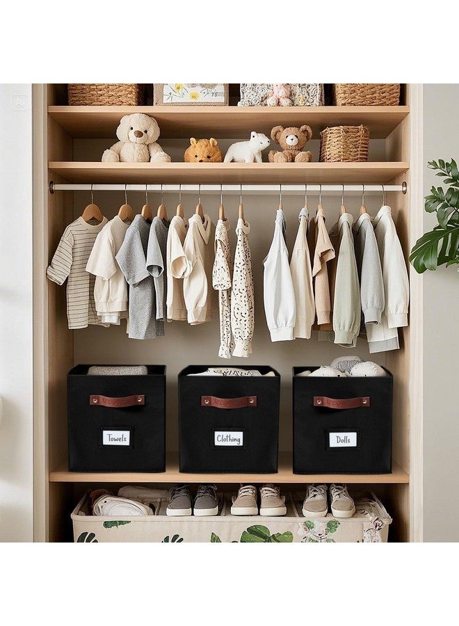 DECOMOMO Storage Baskets 13x15x13 Storage Cube Bins with Label Holders, Kallax Storage Cubes for Organizing Shelves Nursery Toy (Kallax / 4pcs, Black) - Image 3