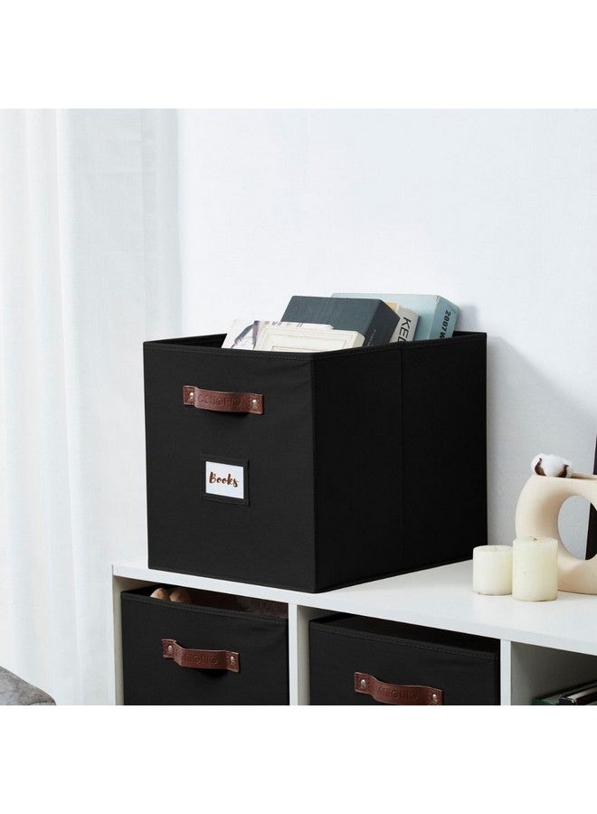 DECOMOMO Storage Baskets 13x15x13 Storage Cube Bins with Label Holders, Kallax Storage Cubes for Organizing Shelves Nursery Toy (Kallax / 4pcs, Black) - Image 4