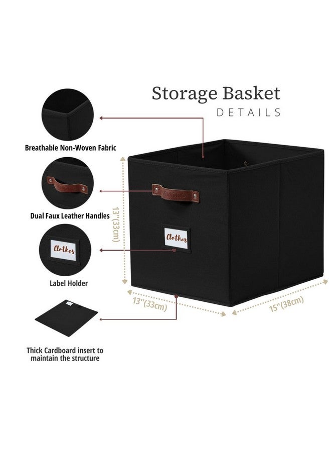 DECOMOMO Storage Baskets 13x15x13 Storage Cube Bins with Label Holders, Kallax Storage Cubes for Organizing Shelves Nursery Toy (Kallax / 4pcs, Black) - Image 5