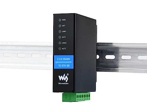 Waveshare 2Ch RS485 to Ethernet Converter Industrial Isolated Serial Server 2Ch RS485 Independent Operation Dual RJ45 Ethernet Ports Modbus Gateway MQTT Gateway JSON Support Railmount Metal Case - Image 1