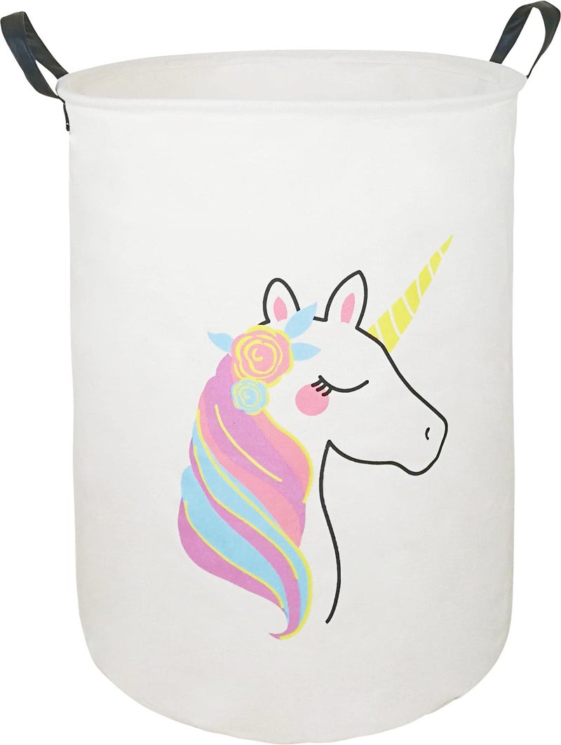 ACMUUNI 197 Round Kids Laundry Clothes Hamper Laundry Basket with HandlesBaby Toys Storage Organizer Bins Laundry Gift Basket for Boys and Girls Room Bedroom Decorate Single Unicorn