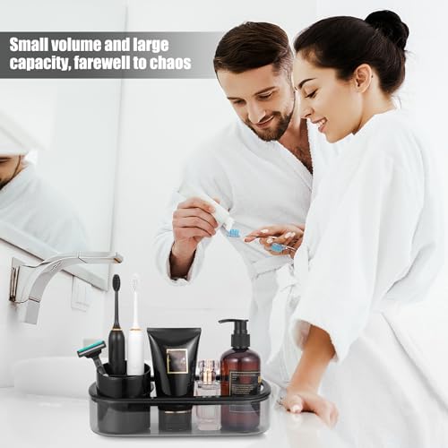 Ayswupt Black Toothbrush Holder for Bathroom,Detactable Bathroom Tray for Men,Electric Tooth Brushing Holder,Bathroom Countertop Organizer,Tooth Brush Toothpaste Caddy Storage,Vanity Sink Accessories - Image 5