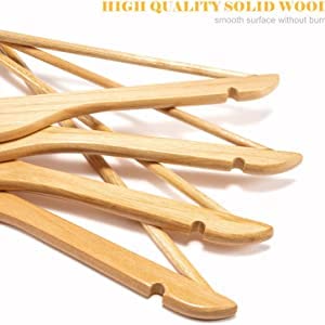 Evolluxi Lotus Wooden Hangers, Solid Wood Shirt Hangers,Dress Coat Jacket Clothes Hangers,with Extra Smooth Finish, 360 Degree Swivel Hook(Retro) (Beige, 24) - Image 3