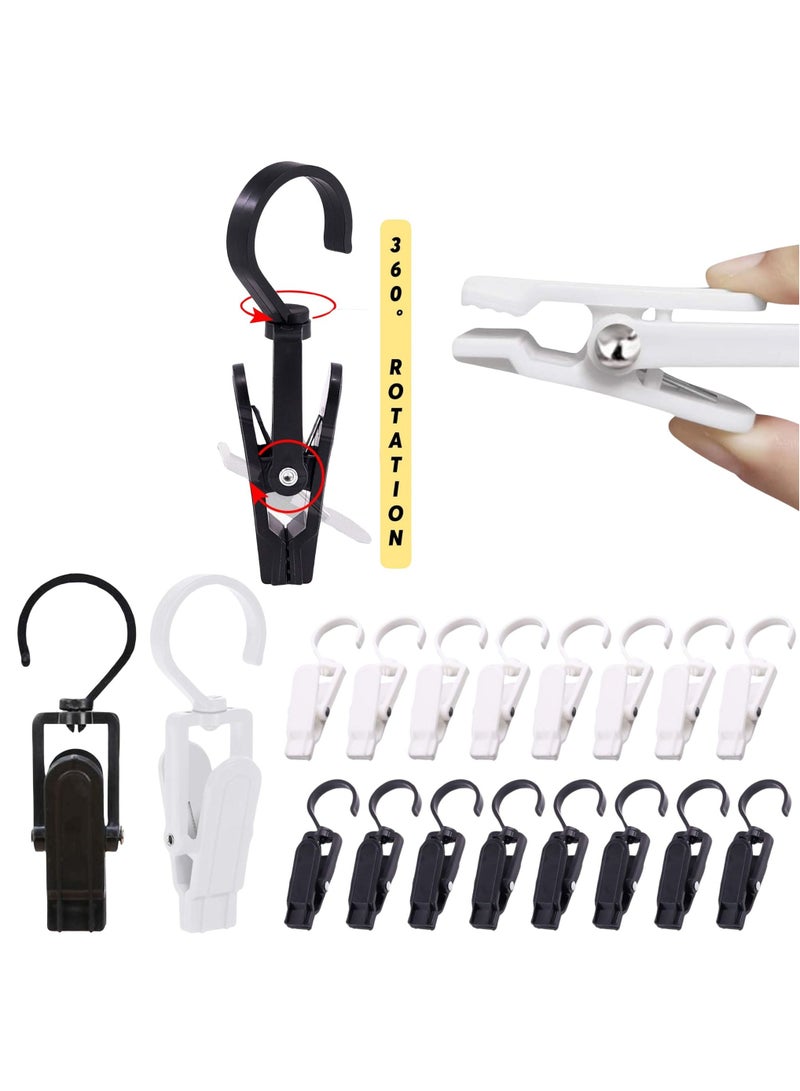 ORTUK 12pcs Clothes Pegs Rotatable Laundry Hooks Clip, Non Slip ABS Plastic Hanger Clips 360° Swivel Hook, Clothes Drying Clips Strong Dress Clamps for Curtain, Bath Towel, Hat, Sheets, Socks Swivel Clips  - Image 1