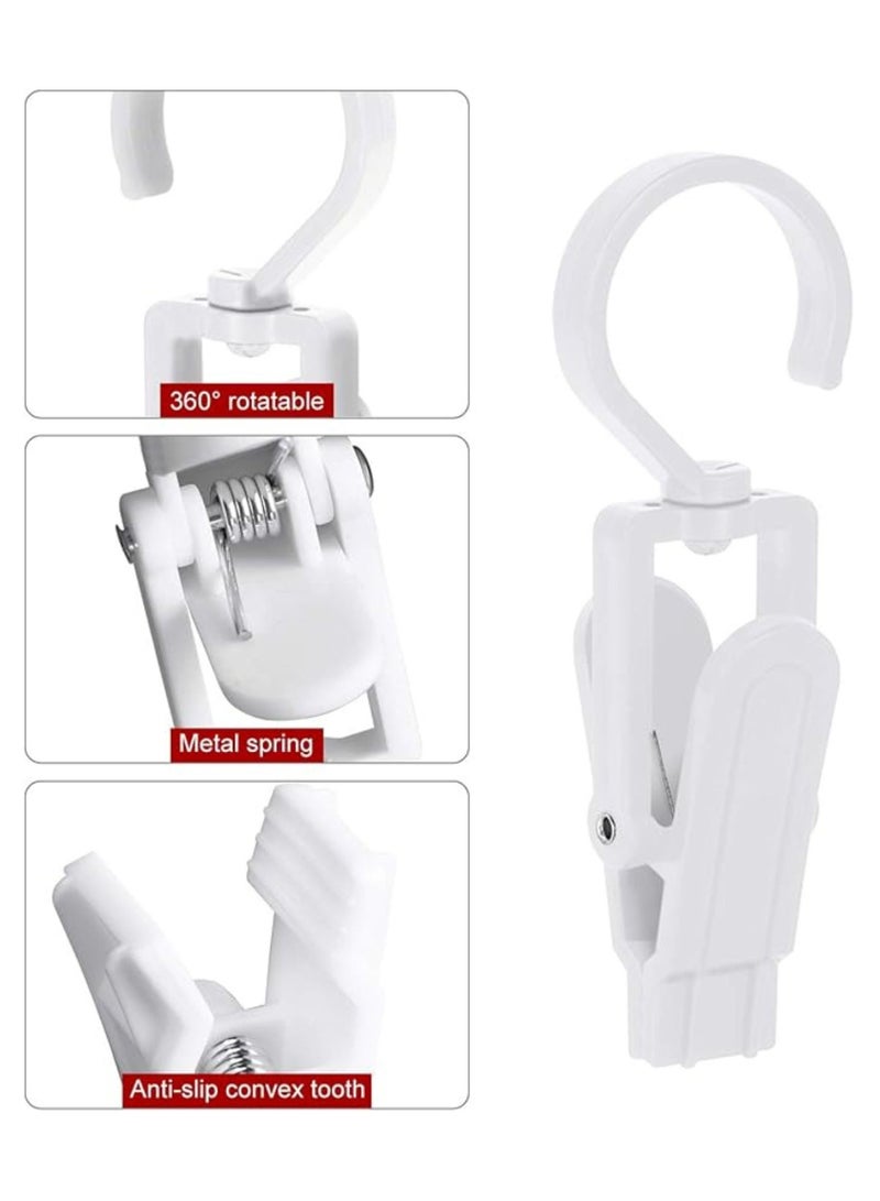 ORTUK 12pcs Clothes Pegs Rotatable Laundry Hooks Clip, Non Slip ABS Plastic Hanger Clips 360° Swivel Hook, Clothes Drying Clips Strong Dress Clamps for Curtain, Bath Towel, Hat, Sheets, Socks Swivel Clips  - Image 3