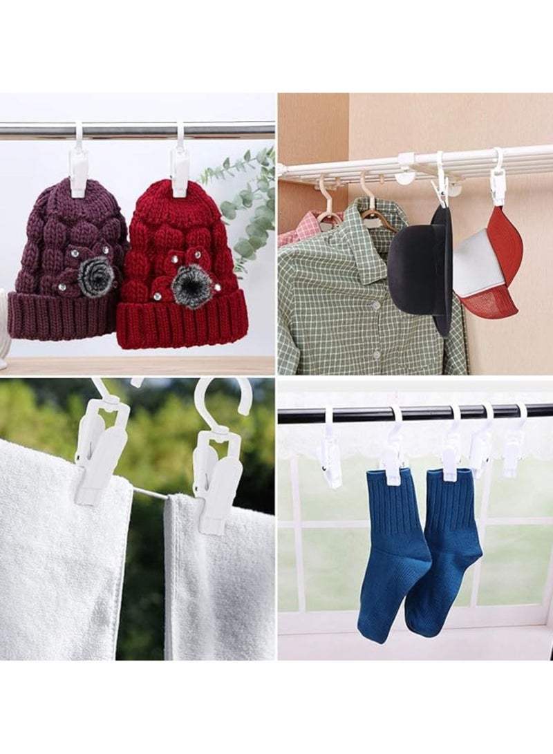 ORTUK 12pcs Clothes Pegs Rotatable Laundry Hooks Clip, Non Slip ABS Plastic Hanger Clips 360° Swivel Hook, Clothes Drying Clips Strong Dress Clamps for Curtain, Bath Towel, Hat, Sheets, Socks Swivel Clips  - Image 5