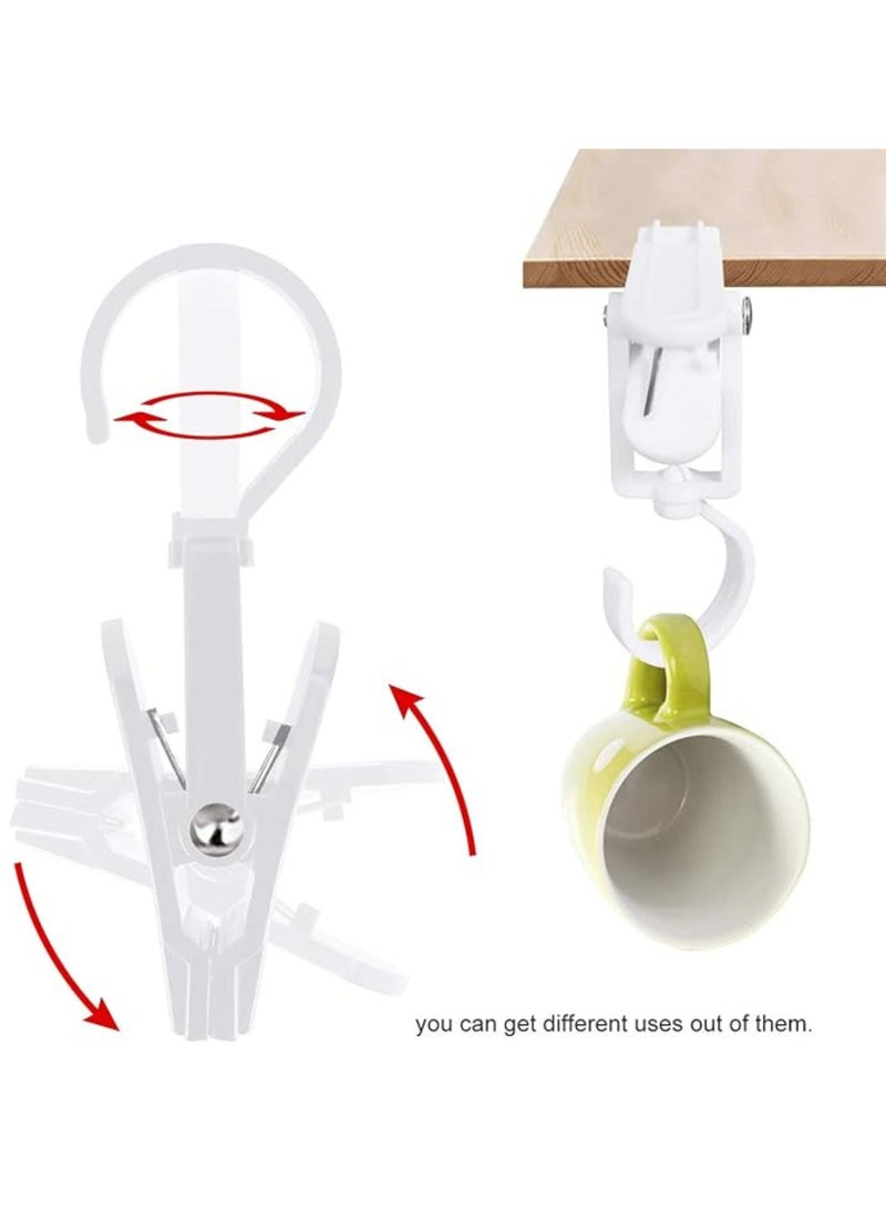 ORTUK 12pcs Clothes Pegs Rotatable Laundry Hooks Clip, Non Slip ABS Plastic Hanger Clips 360° Swivel Hook, Clothes Drying Clips Strong Dress Clamps for Curtain, Bath Towel, Hat, Sheets, Socks Swivel Clips  - Image 4