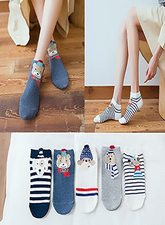 Missby® Girl's Cute Cartoon Print Cotton Socks (Multi-Coloured, Pack of 5 Pairs) (STYLE-BR) - Image 2