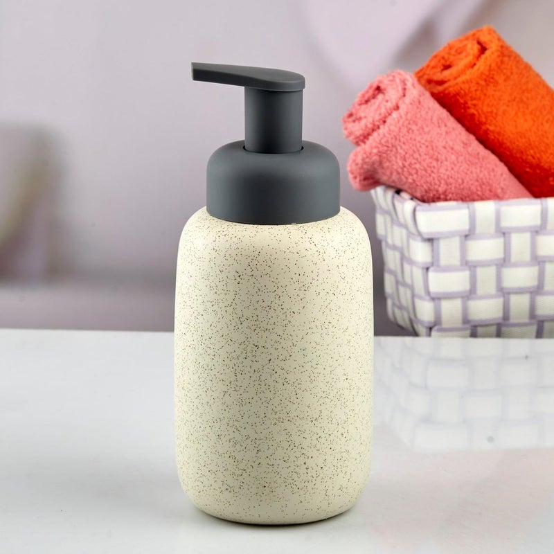 SASASA SaSaSa Ceramic Soap Dispenser for Bathroom handwash refillable Pump Bottle for Kitchen Hand wash Basin Set of 1 Off White 10734  - Image 2