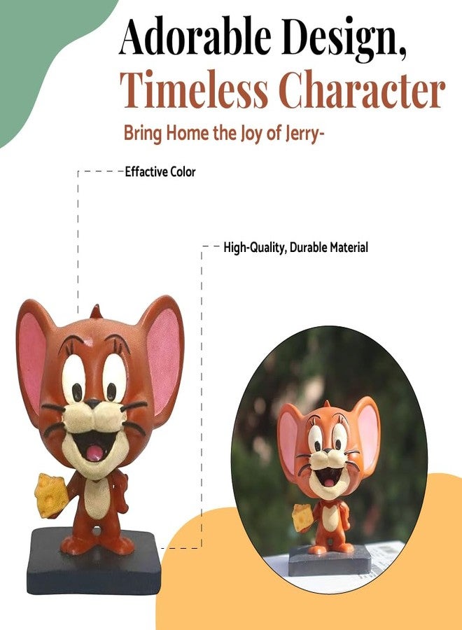 تمثال جيري ماوس ذو الرأس المتأرجح من PosterPapaa، ذو مظهر لطيف، طوله 7 سم، مثالي للمكتب والمنزل والسيارة، مناسب للأعمار من 15 سنة فما فوق. - Image 2