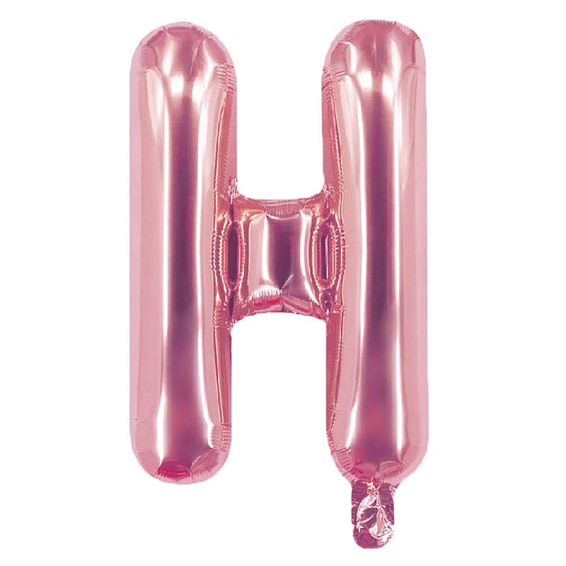 Party Time H Letter Foil Balloon Rose Gold Large - Image 1