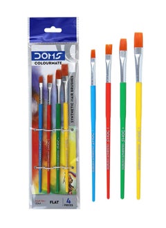 DOMS 4-Piece Colourmate Synthetic Flat Paint Brush Set  - Image 1