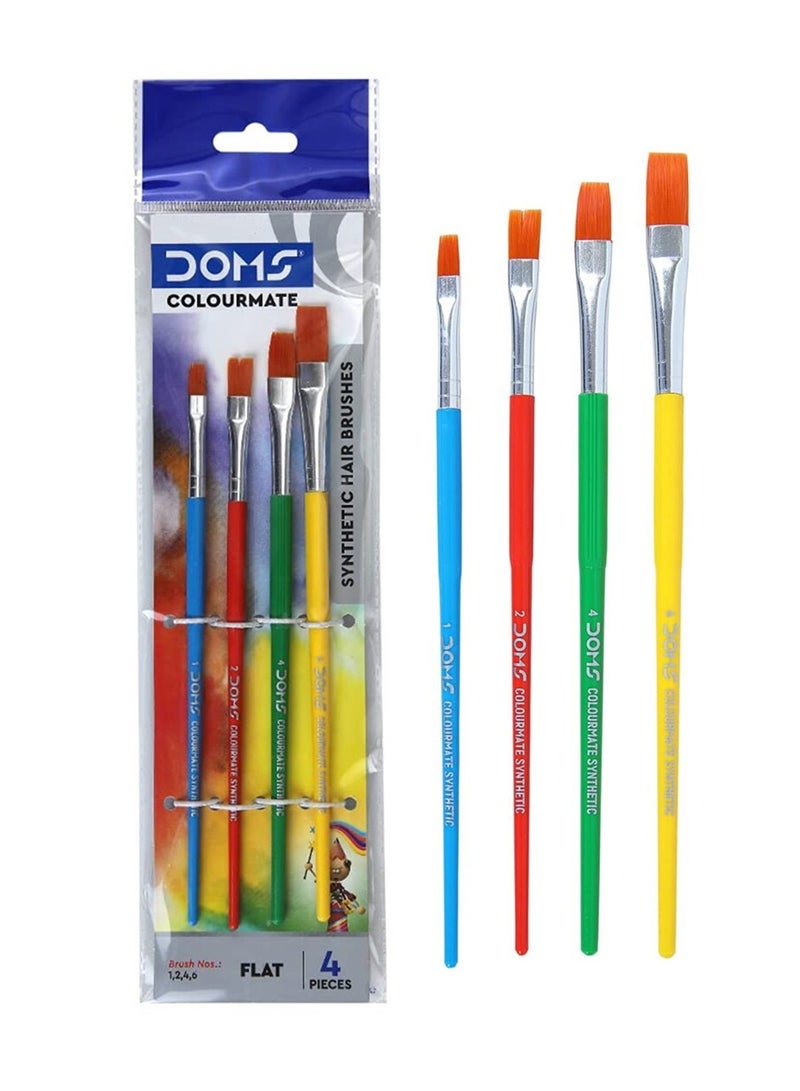 DOMS مجموعة فرش الطلاء المسطحة الاصطناعية من كولورميت، مكونة من 4 قطع - Image 1