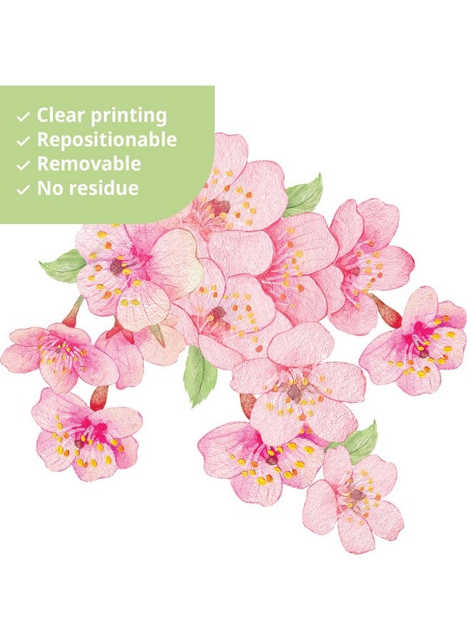 DECOWALL SG3-2320 Cherry Blossom Flower Wall Stickers Decals Branches Birds Butterflies Art Bedroom Floral Flower Girls Home Kids Living Nursery Pink Room Tree Nursery décor Baby - Image 4