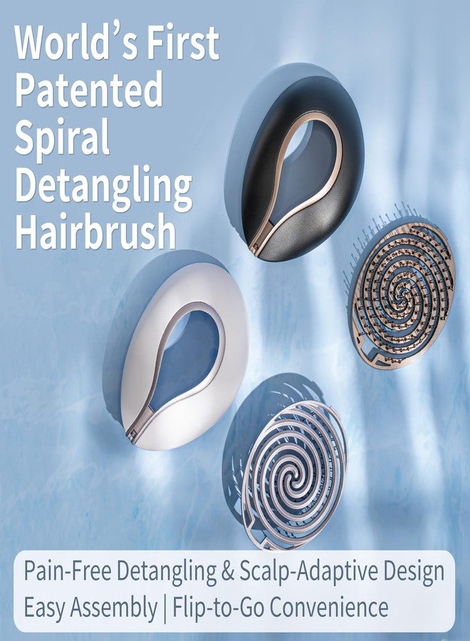 Uffy Spiral Shine Detangling Hair Brush for Wet & Dry Hair, Shower Detangler, Travel Brush — Anti-Frizz Bristles, Tangle-Free, Reduces Breakage, Ergonomic Handle, Obsidian Black - Image 2