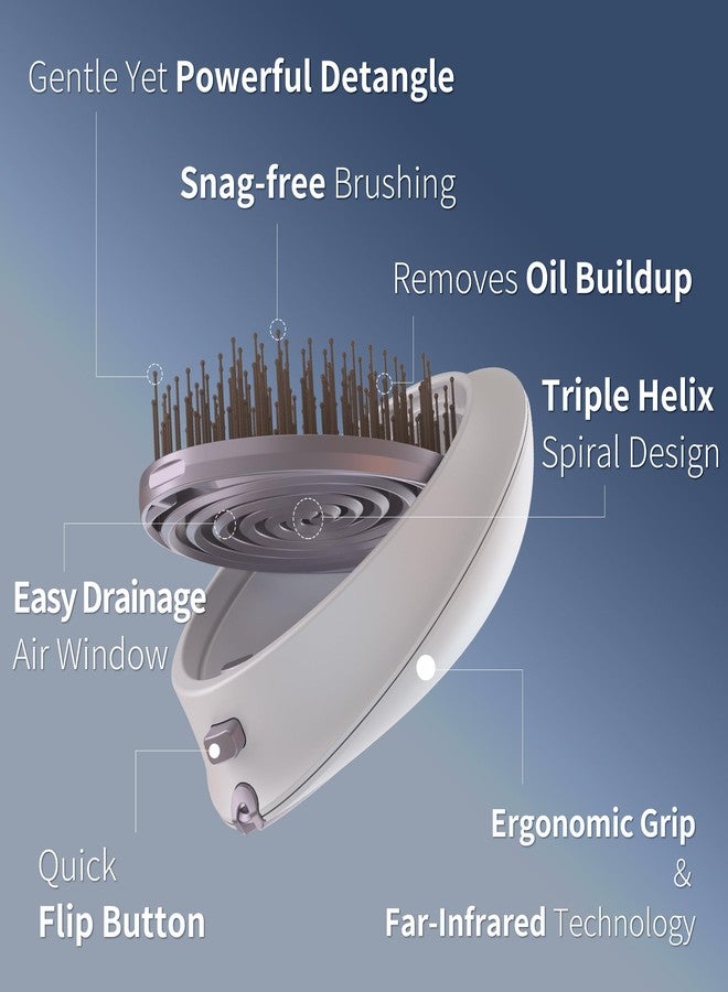 Uffy Spiral Shine Detangling Hair Brush for Wet & Dry Hair, Shower Detangler, Travel Brush — Anti-Frizz Bristles, Tangle-Free, Reduces Breakage, Ergonomic Handle, Obsidian Black - Image 3