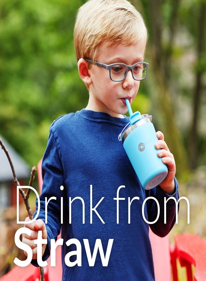 PopYum 9oz Insulated Stainless Steel Kids’ Cups with Lid and Straw, 2-Pack, Blue, Pink, stackable, sippy, baby, child, toddler, tumbler, double wall, vacuum, leak proof - Image 2