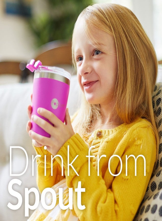 PopYum 9oz Insulated Stainless Steel Kids’ Cups with Lid and Straw, 2-Pack, Blue, Pink, stackable, sippy, baby, child, toddler, tumbler, double wall, vacuum, leak proof - Image 3